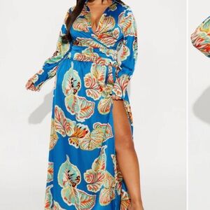 Vibrant Blue Floral Maxi Dress